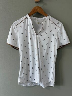 G/FORE White Polo with Gold & Black Paisley Accents